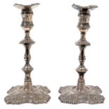 Pair of George II silver candlesticks (London 1755) John Cafe.