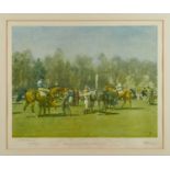 *Sir Alfred Munnings signed print - The Paddock at Epsom, with dedication to Frank Girling, publishe