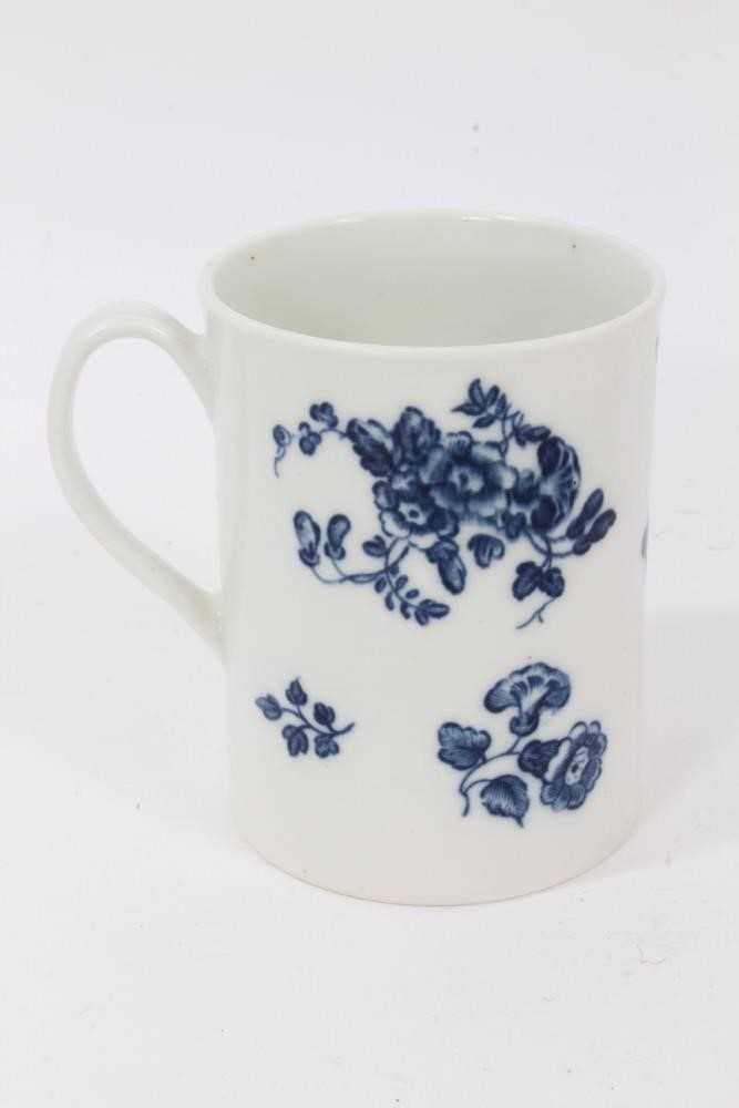 A Caughley blue and white mug, printed with floral sprays, C mark to base, 8.5cm high - Image 3 of 5