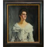 Francis Edgar Dodd RA, RWS (British 1874-1949) oil on canvas - Portrait of a lady, half length, in a