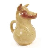 Pottery absinthe jug in the form of a pig, probably Sarreguemines, 22cm high