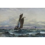 Edwin Hayes (1820-1904) watercolour, ship in rough seas, signed and dated 1893, 30cm x 49cm, togethe