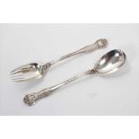 Pair William IV silver Kings Husk pattern salad servers, with engraved initials (London 1835) Mary C