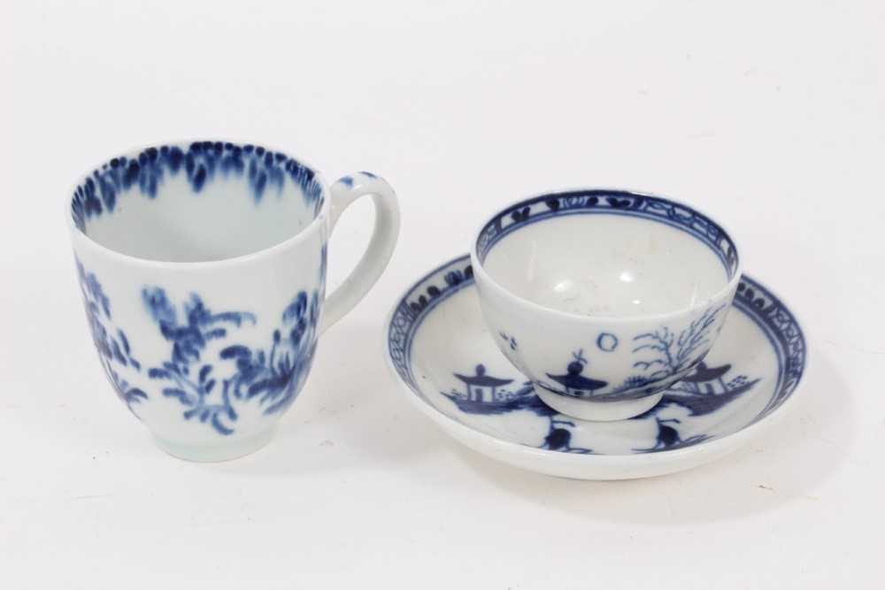 A Caughley miniature blue and white tea bowl and saucer, circa 1780, decorated in the Island pattern