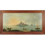 Italian School, 19th century, oil on canvas - fishermen in a bay, 53cm x 112cm, framed