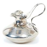 Edwardian Art Deco style silver cream jug of compressed circular form
