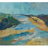 *John Hanbury Pawle (1915-2010) oil on board- Beach cove scene, signed, with French fields verso, 51