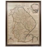 Emanuel Bowen - hand tinted engraved map of Lincolnshire divided into its weapontakes