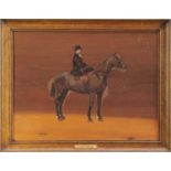 Manner of Frances Mabel Hollams (1877-1963) oil on panel - a lady riding side saddle, 30cm x 40cm, f