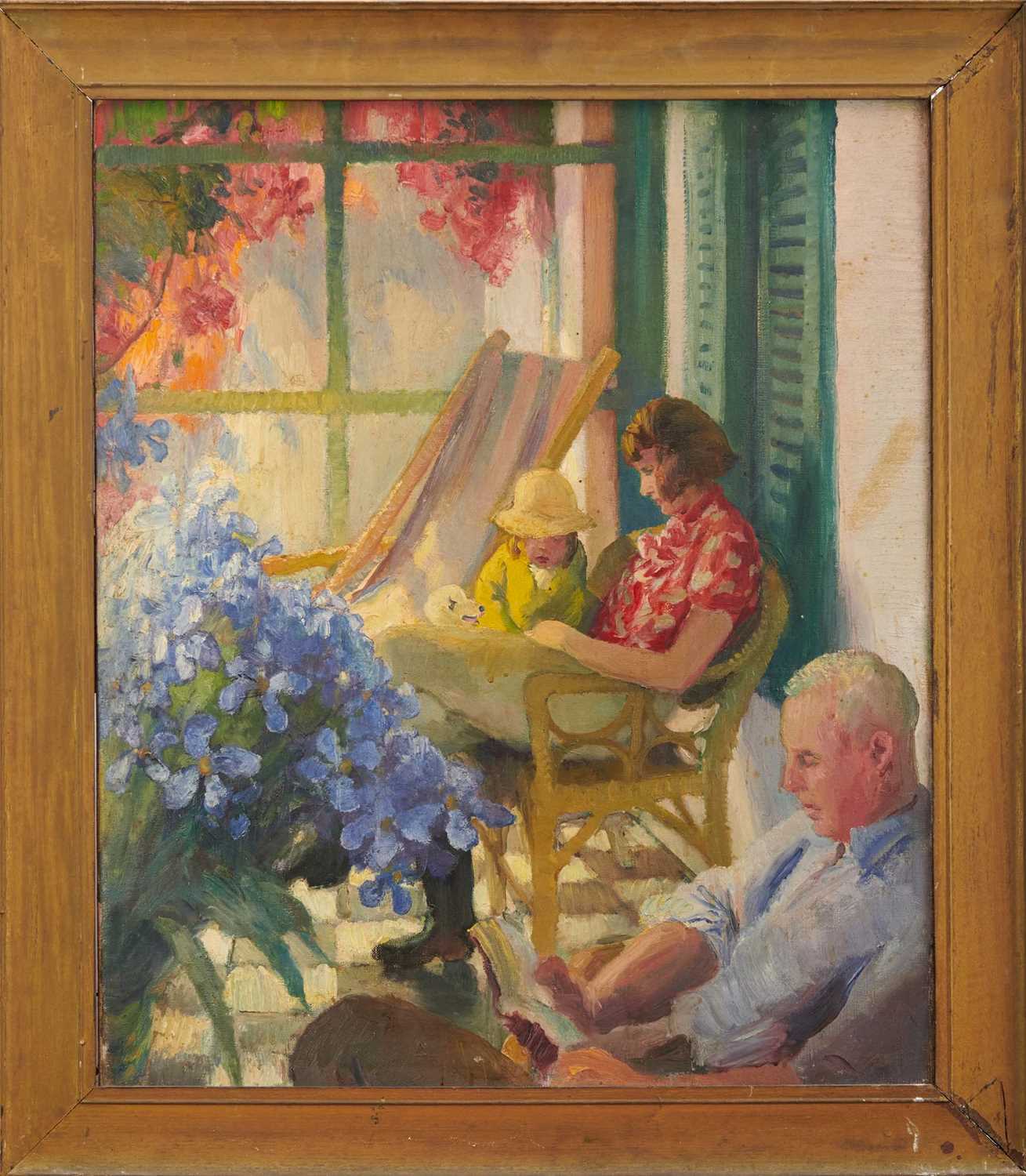 *Gerald Spencer Pryse (1882-1956) oil on canvas, The Artist's family in an interior, 78 x 61cm, fram