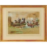 John Beer (1860-1930) pair of watercolours and body colour - 'Finish for the Gold Cup, Sandown Park'