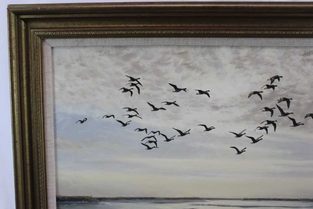 *Julian Novorol (b.1949) pair of oils on canvas - Geese over the Marshes, signed and dated 1989, 40. - Image 13 of 17
