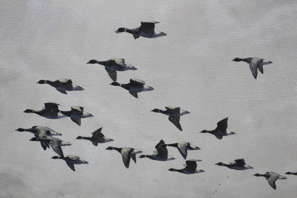 *Julian Novorol (b.1949) pair of oils on canvas - Geese over the Marshes, signed and dated 1989, 40. - Image 6 of 17