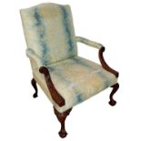 George II and later walnut Gainsborough open armchair