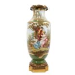 Fine quality 19th century Sèvres porcelain gilt mounted bronze hand painted with figures under a tre
