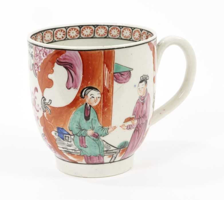 A Worcester coffee cup, circa 1775, painted in bright colours with a version of the 'Mandarin' patte