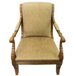 Regency style simulated walnut library chair in the manner of William Hope