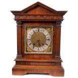Late 19th century bracket clock in temple shape walnut case
