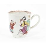 A Worcester coffee cup, circa 1770, polychrome painted with Chinese figures, 6.25cm high