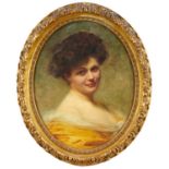 Edouard Cabane 1857-1942 oil on canvas portrait, oval, signed and dated,