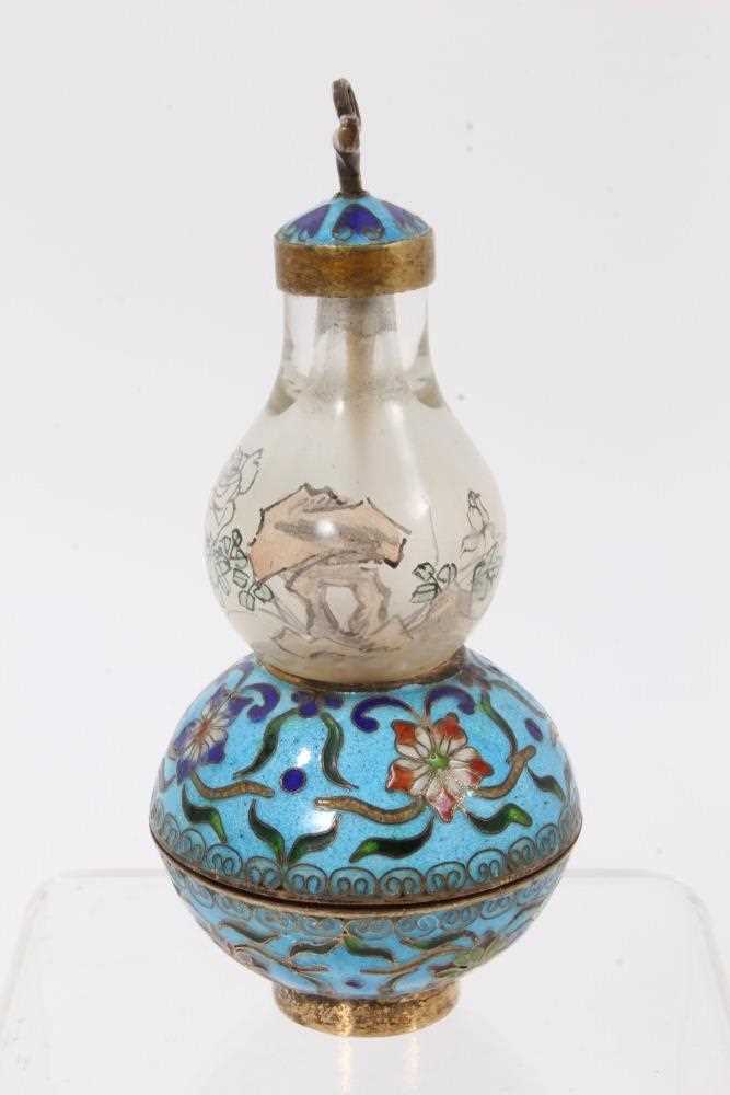 Chinese enamelled and inside painted snuff bottle - Image 2 of 6