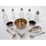 Selection of miscellaneous silver to include George III pap boat, Russian spoon, and other items