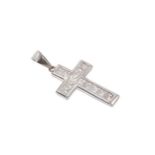 Platinum and diamond cross pendant