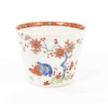 A Worcester Kakiemon beaker, circa 1770, of tapered form, painted with the Two Quail pattern, unusua