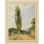 Thomas Scott (1854-1927) watercolour, Cart on a Track, Betchworth, Surrey, signed, 36cm x 26cm, in g