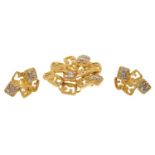 1960s/1970s 18ct gold and diamond brooch and earrings