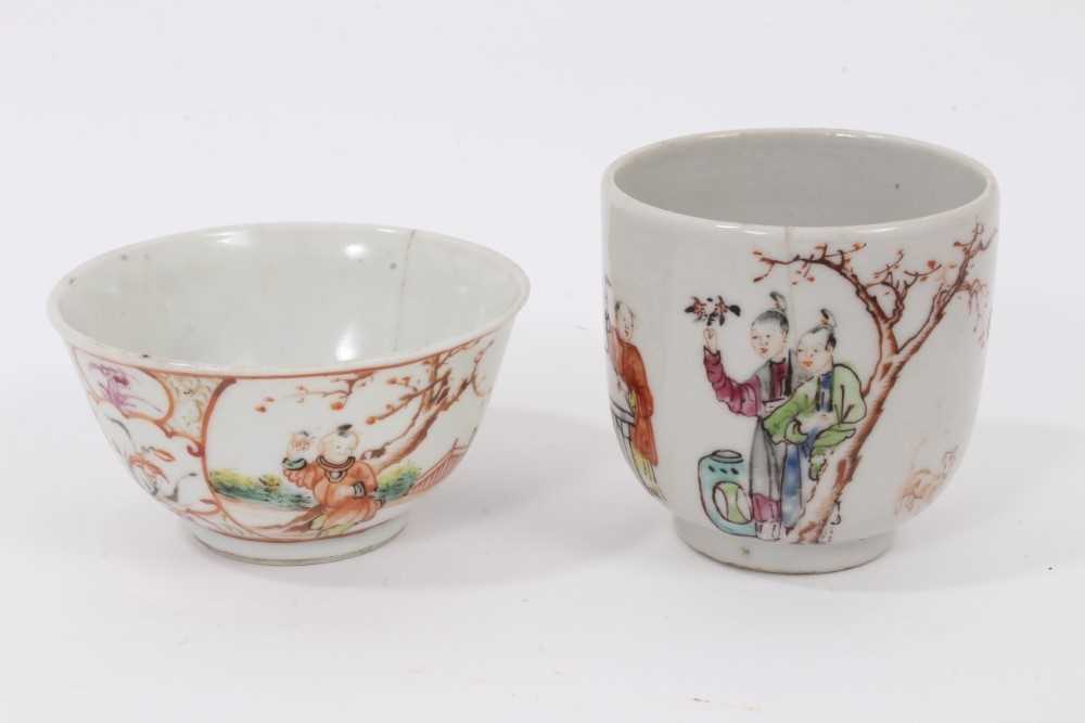 Group of 18th century Chinese famille rose export porcelain, including five cups, three tea bowls, a - Image 11 of 26