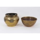 Chinese brass bowl and another