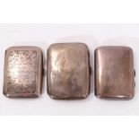 Military interest- George V silver cigarette case with engraved foliate decoration and cartouche eng