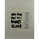 Henry Moore signed lithograph from 1973 entitled “Silhouette Figures with Border Design”, number 76