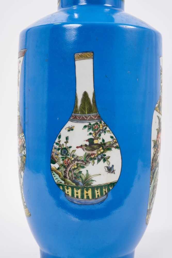 Chinese Kangxi style porcelain rouleau vase - Image 3 of 5