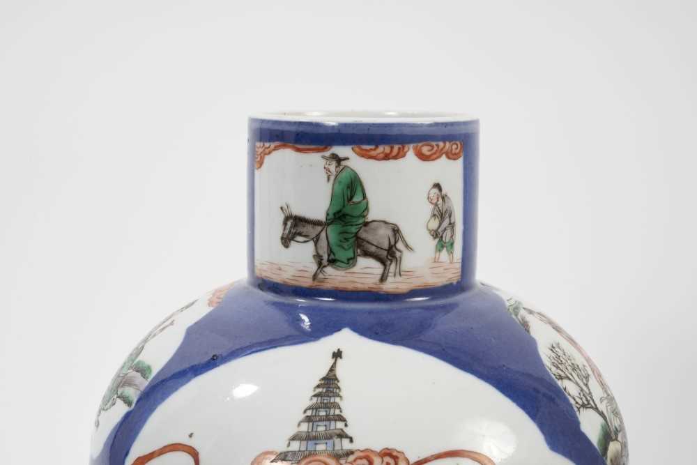 Chinese porcelain baluster vase, 19th century, decorated with figural panels in famille verte enamel - Image 2 of 8