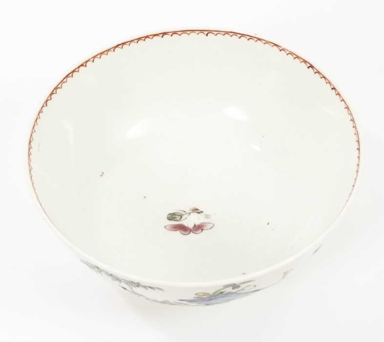 An English porcelain bowl attributed to Vauxhall, circa 1755, polychrome painted in the Chinese styl - Image 2 of 3