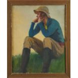 *Gerald Spencer Pryse (1882-1956) oil on canvas - Study of a girl in riding boots, 51 x 42cm, framed