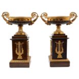 Pair of Regency style bronze and ormolu tazzas of classical form