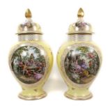 Pair of Dresden vases and covers
