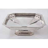 1930s silver dish of octagonal form, with dished center and pierced decoration,