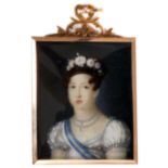 Fine 19th century miniature on ivory portrait of Queen Maria Isabel of Spain (1797-1818)