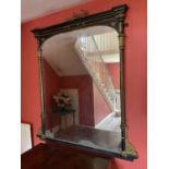 Very large Victorian ebonised overmantel mirror.