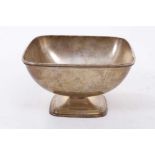 American silver dish of square pedestal form, marked to base - sterling, also with import marks for