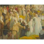*Gerald Spencer Pryse (1882-1956) oil on canvas - Bustling figural scene, Tangiers, 41 x 52cm