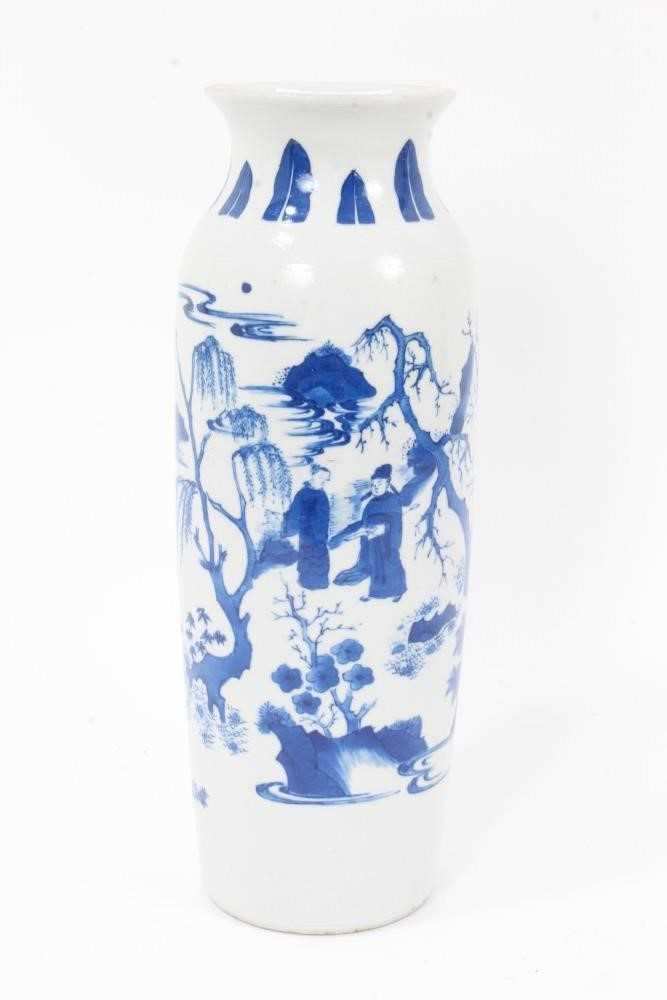 Chinese Transitional-style blue and white porcelain sleeve vase