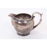 19th century Anglo Indian silver milk jug with scroll handle and pseudo British hallmarks to base, 3