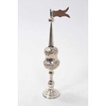 Unusual George V silver rose water dropper of conventional form, (London 1913), maker John Round & S