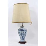 18th century Dutch delft vase, now as a lamp