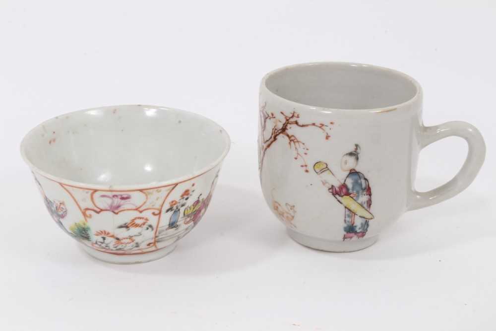Group of 18th century Chinese famille rose export porcelain, including five cups, three tea bowls, a - Image 12 of 26